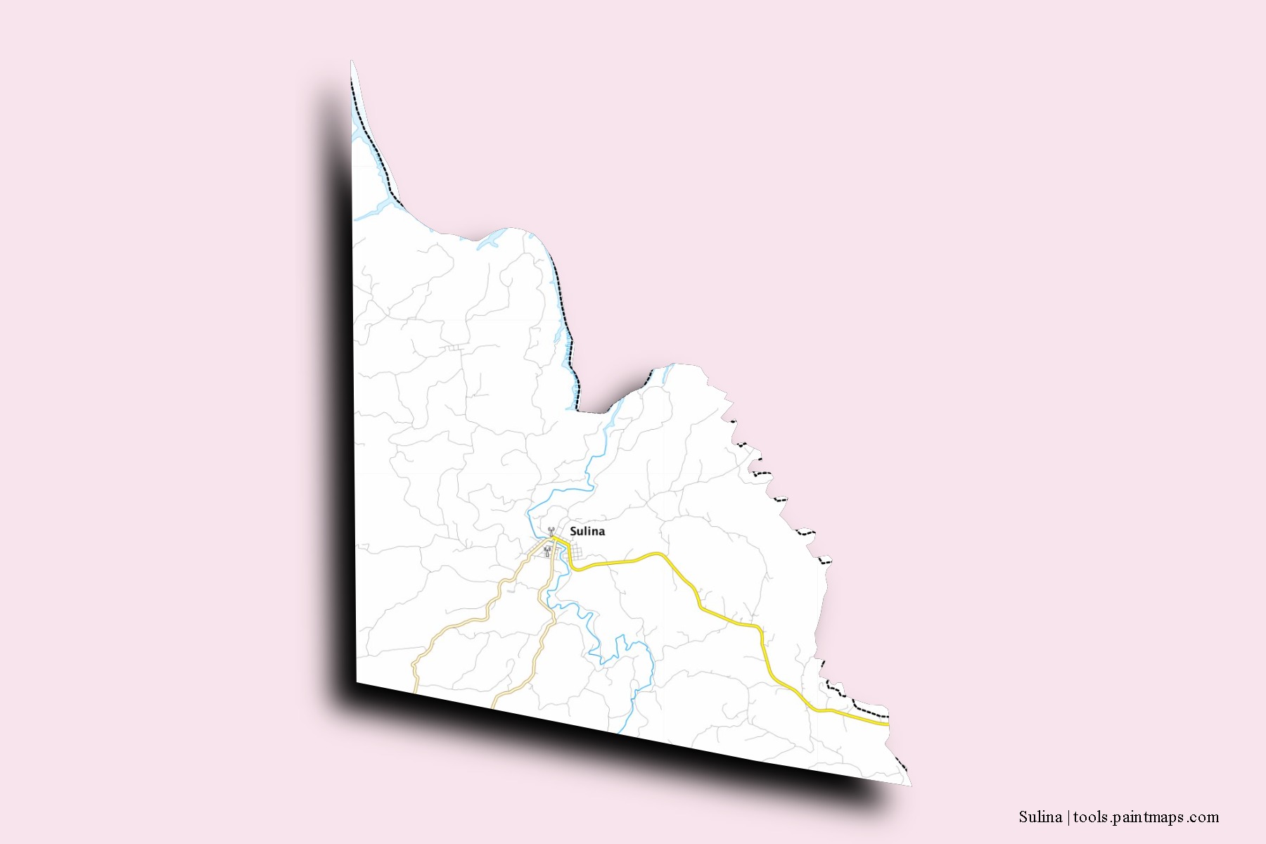 Mapa de barrios y pueblos de Sulina con efecto de sombra 3D