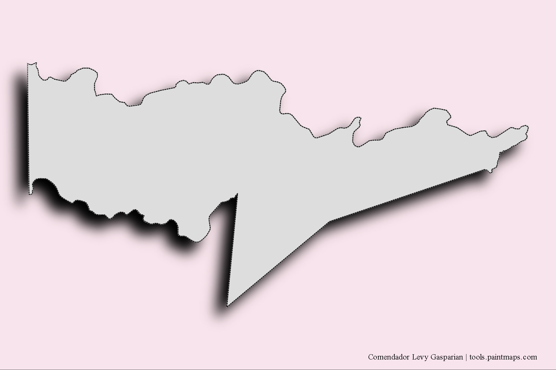 Comendador Levy Gasparian neighborhoods and villages map with 3D shadow effect