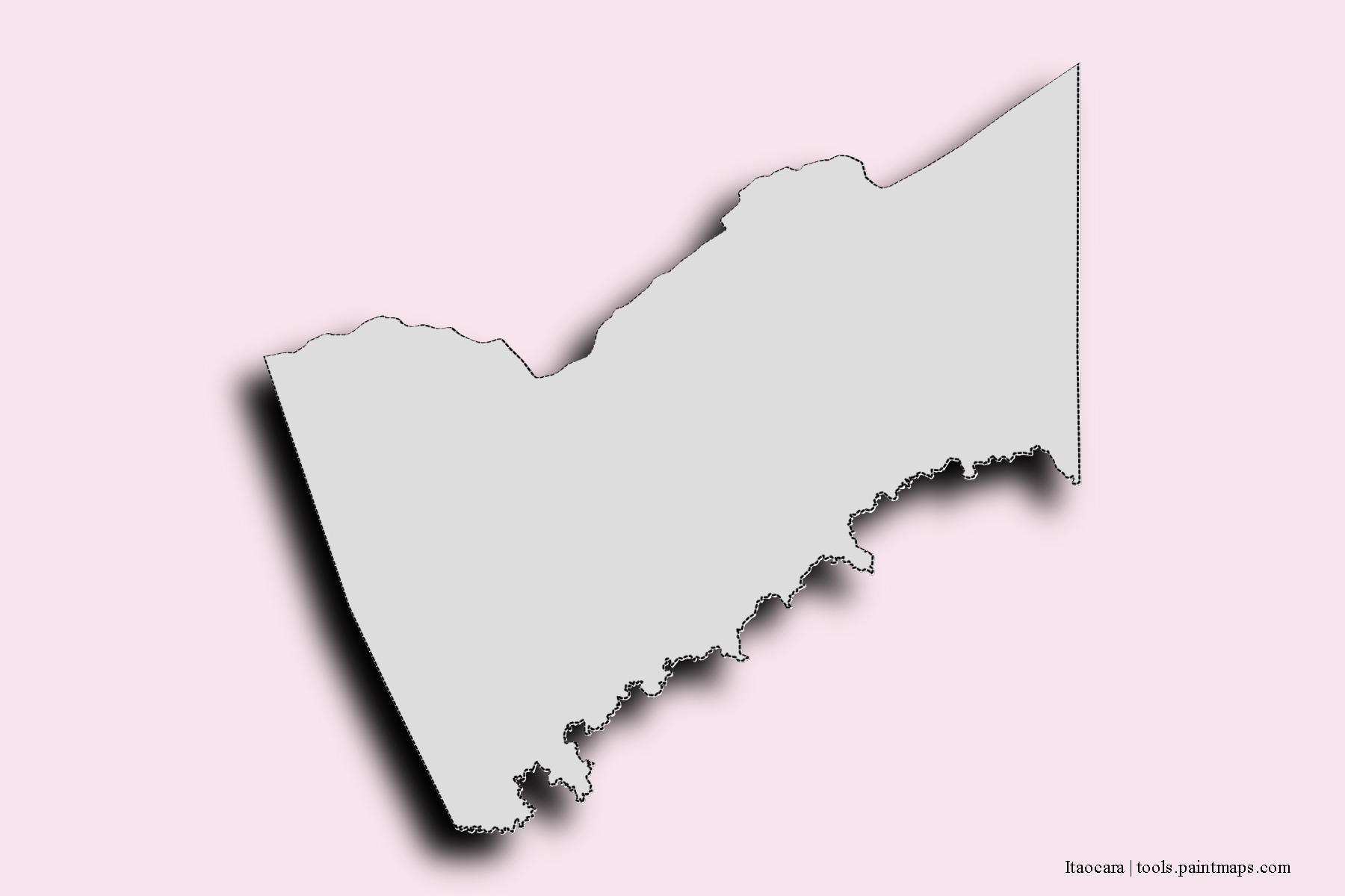 Mapa de barrios y pueblos de Itaocara con efecto de sombra 3D