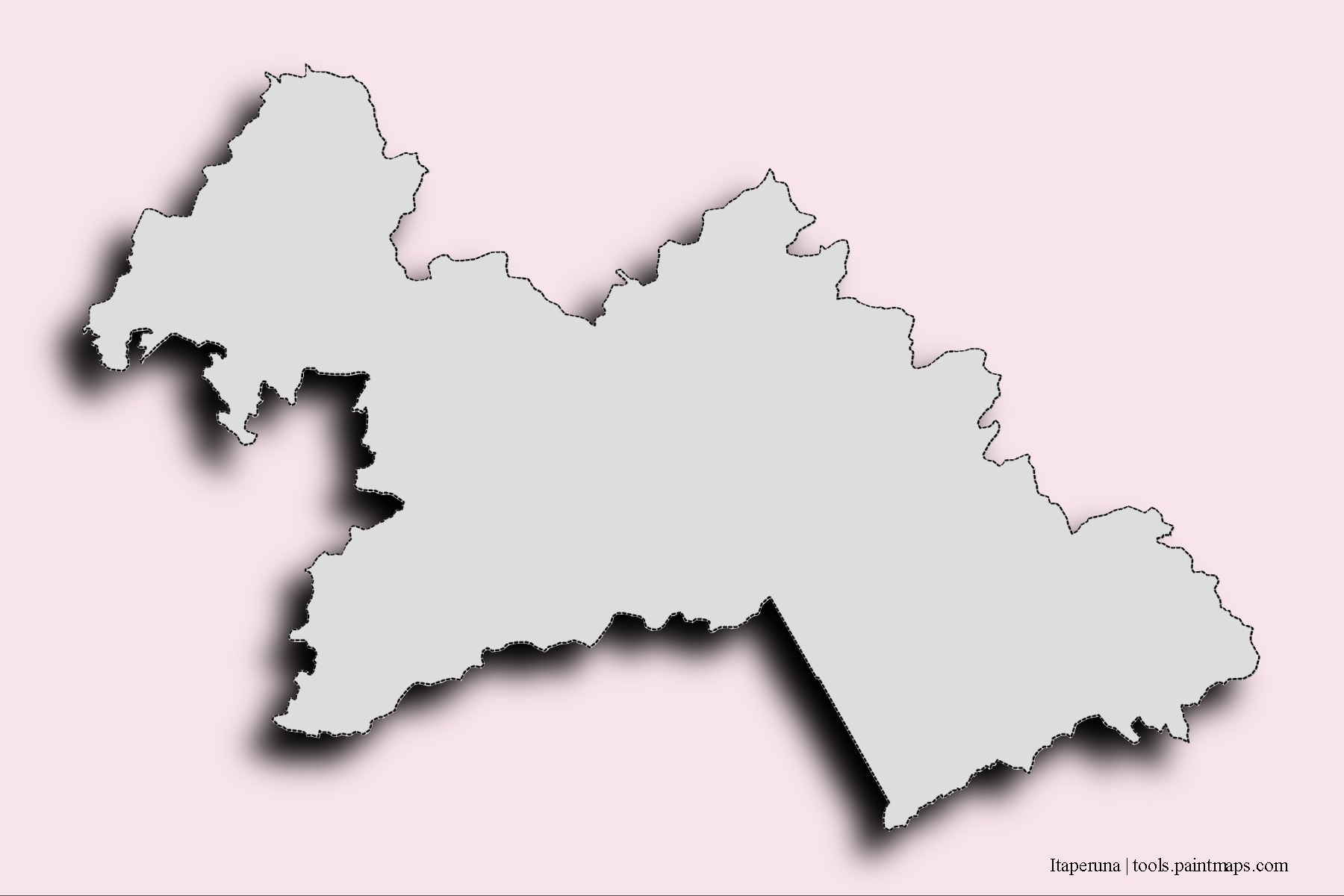 Mapa de barrios y pueblos de Itaperuna con efecto de sombra 3D