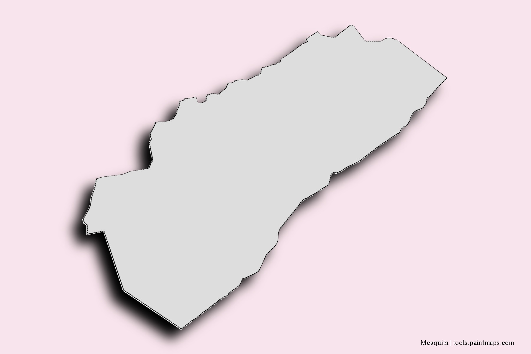 Mapa de barrios y pueblos de Mesquita con efecto de sombra 3D