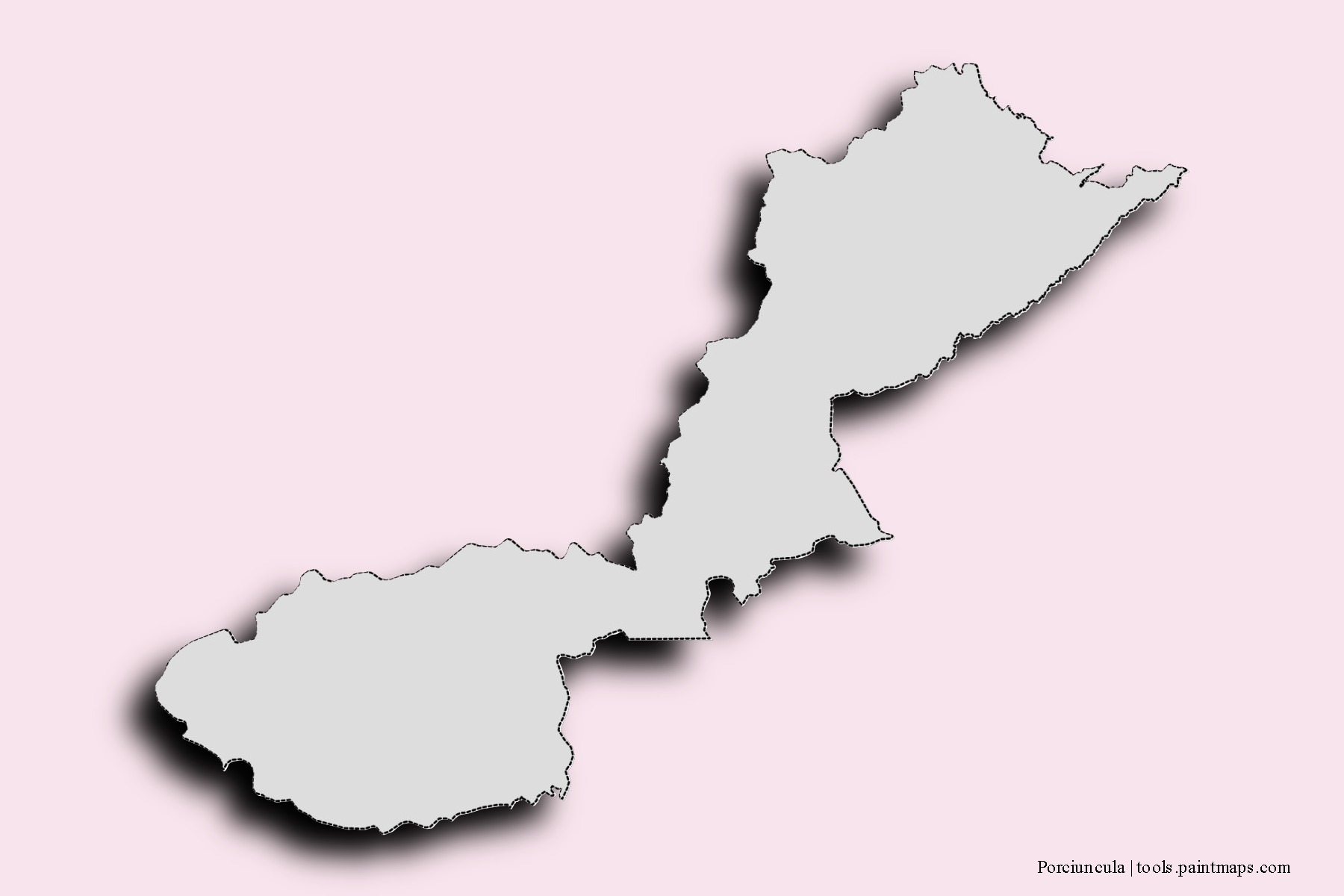 Mapa de barrios y pueblos de Porciuncula con efecto de sombra 3D