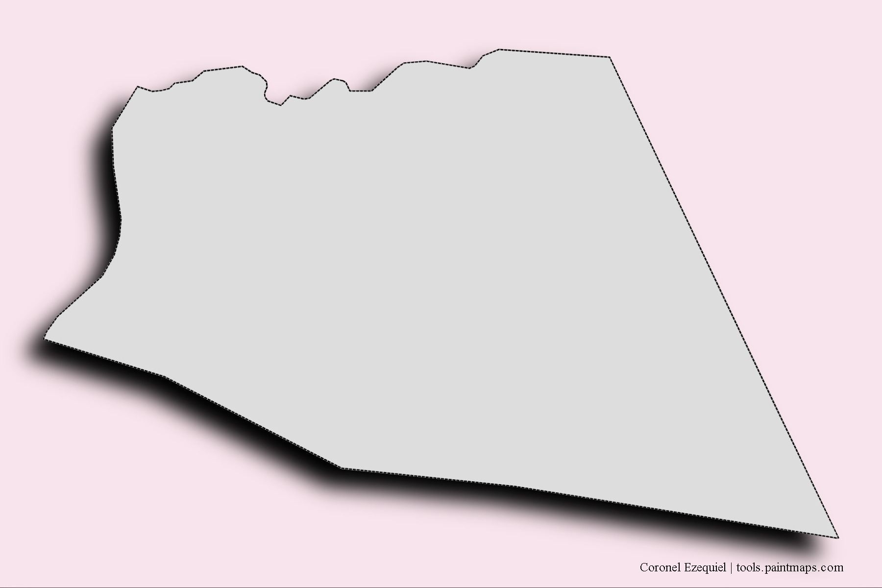 Mapa de barrios y pueblos de Coronel Ezequiel con efecto de sombra 3D