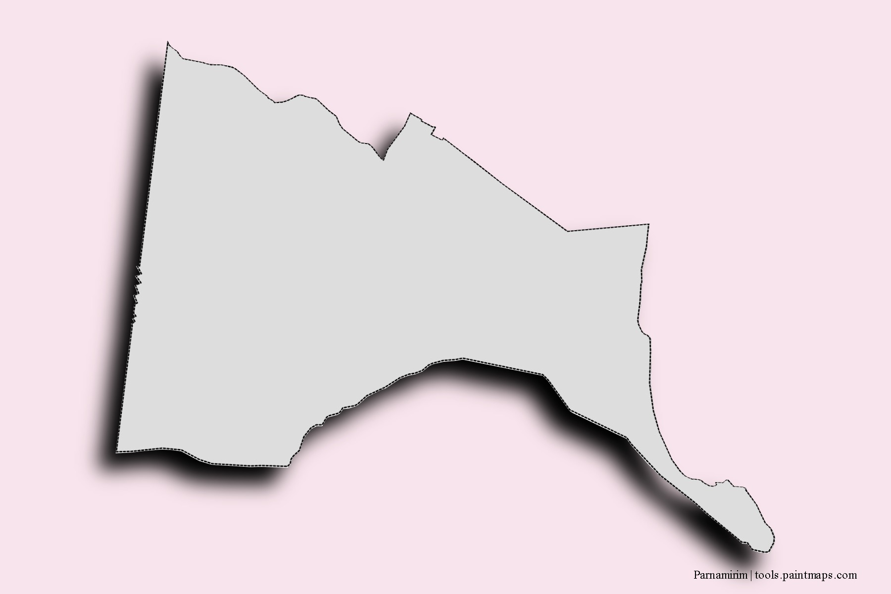 Mapa de barrios y pueblos de Parnamirim con efecto de sombra 3D