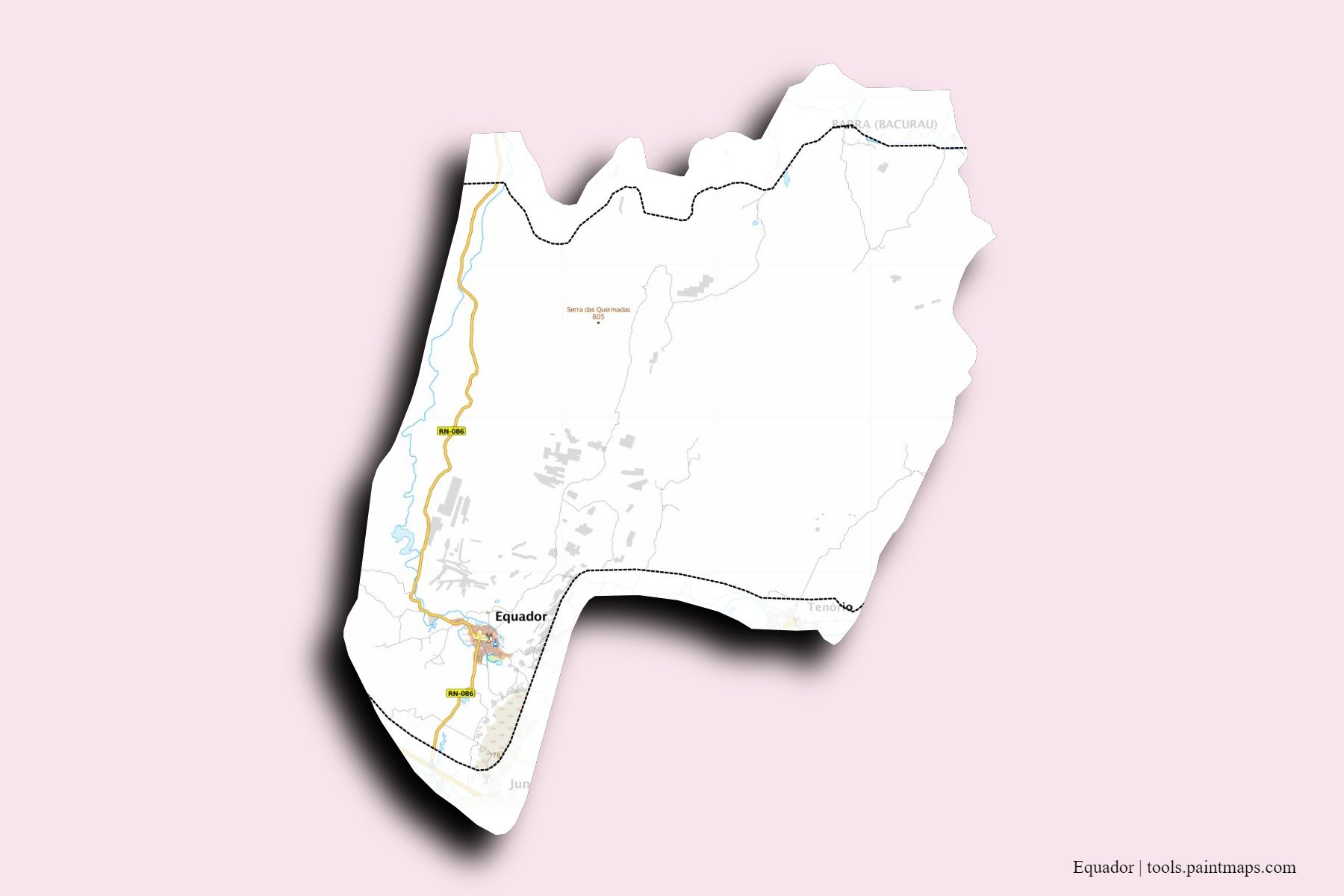 Equador neighborhoods and villages map with 3D shadow effect