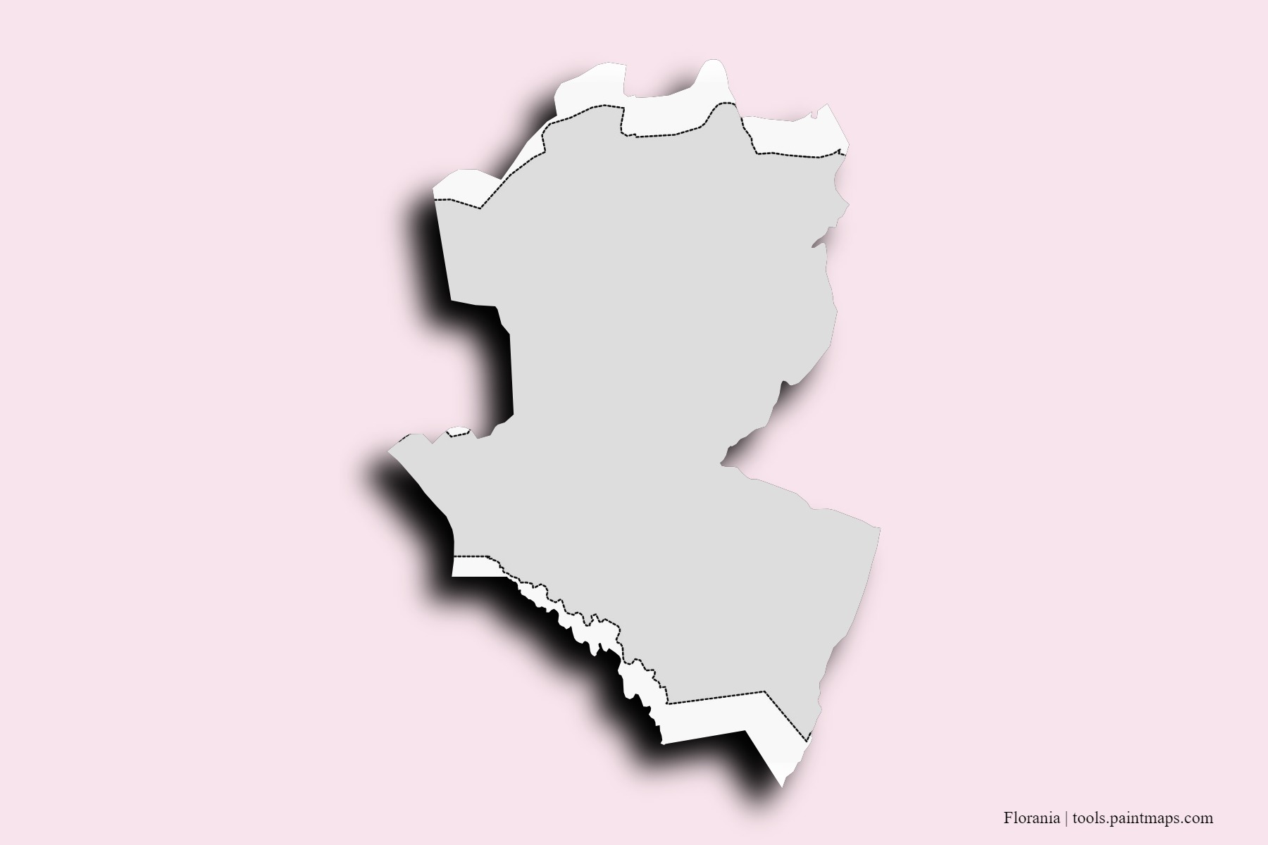 Mapa de barrios y pueblos de Florania con efecto de sombra 3D