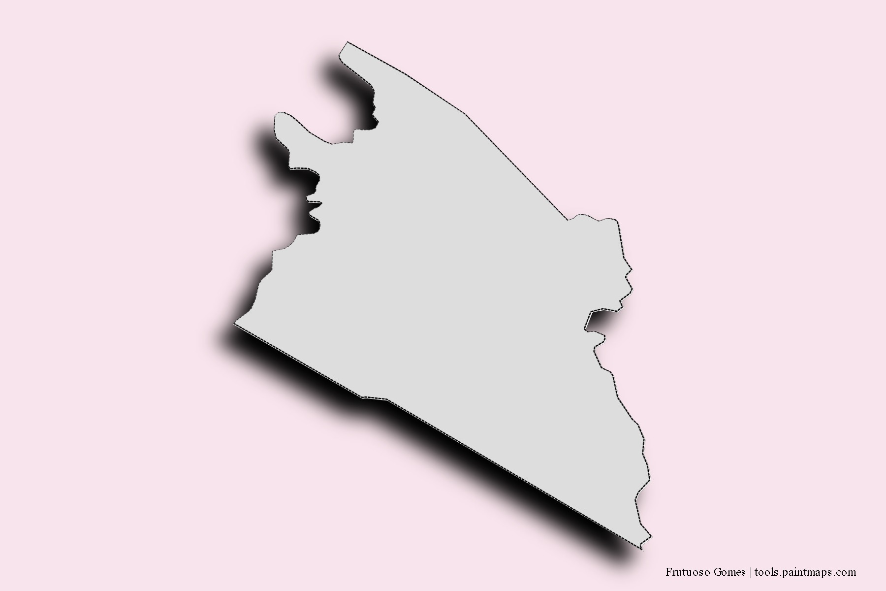 Mapa de barrios y pueblos de Frutuoso Gomes con efecto de sombra 3D