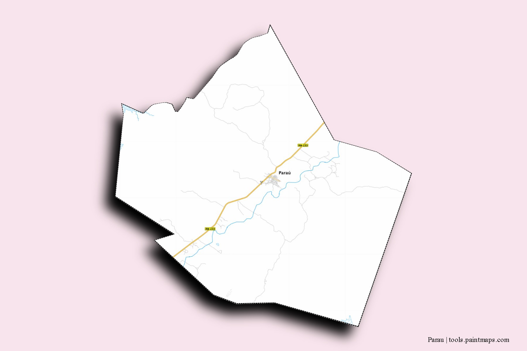 Parau neighborhoods and villages map with 3D shadow effect