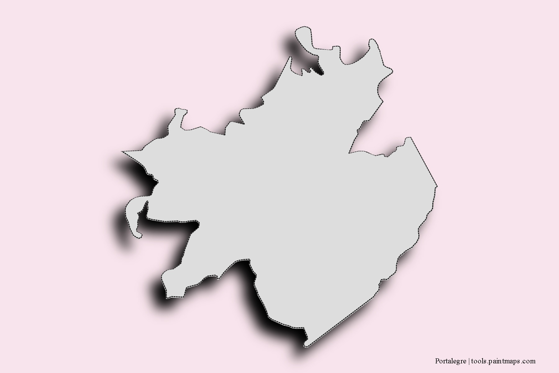 Mapa de barrios y pueblos de Portalegre con efecto de sombra 3D