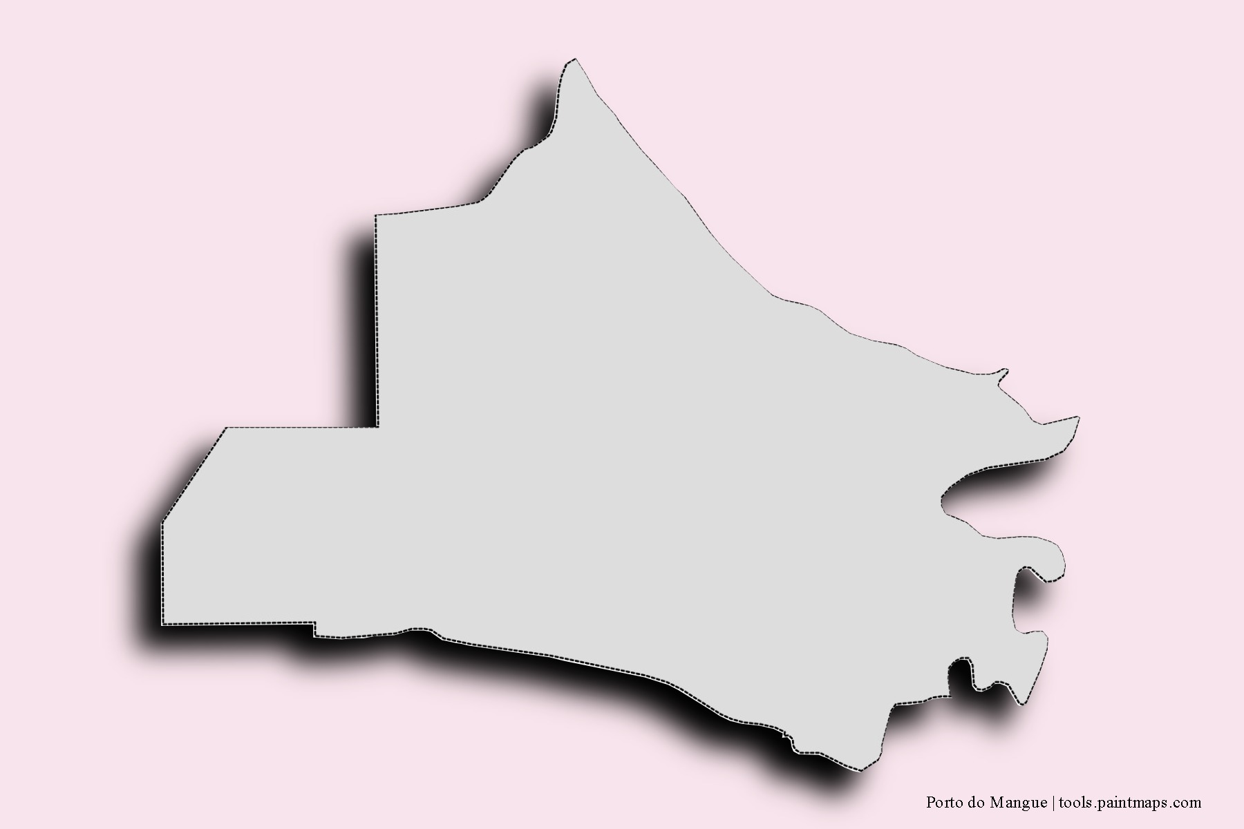 Mapa de barrios y pueblos de Porto do Mangue con efecto de sombra 3D