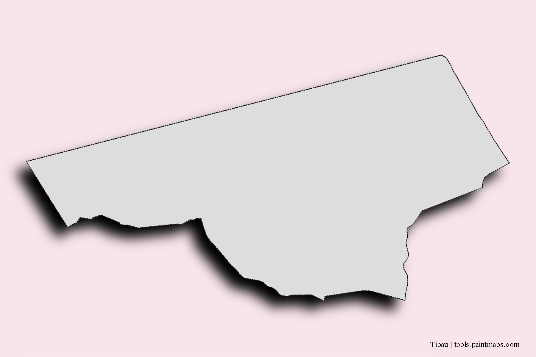 Mapa de barrios y pueblos de Tibau con efecto de sombra 3D