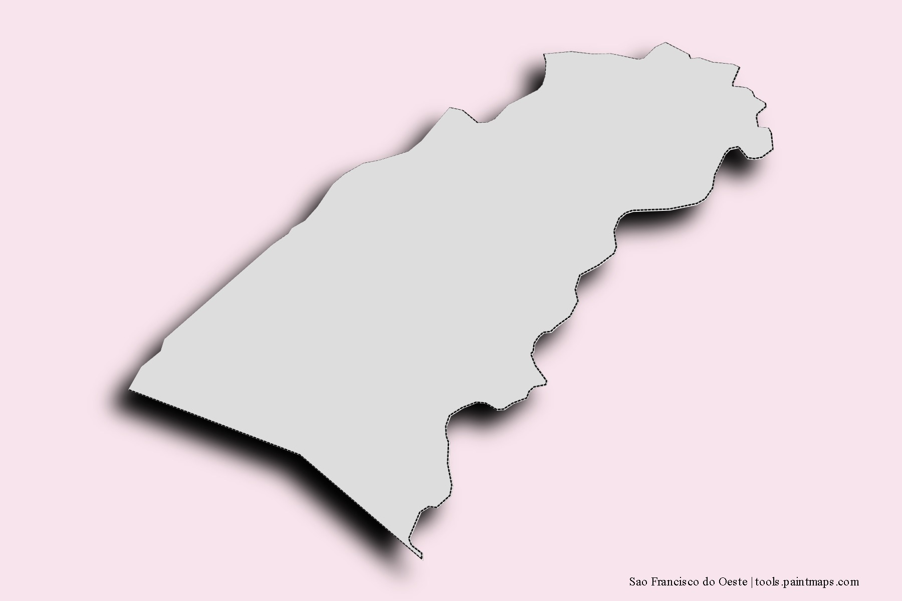 Mapa de barrios y pueblos de Sao Francisco do Oeste con efecto de sombra 3D