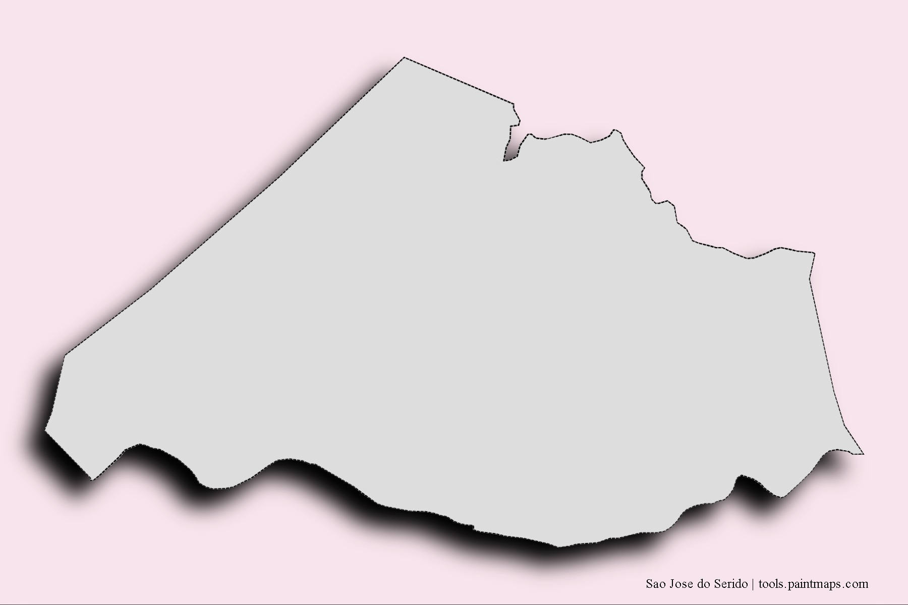 Mapa de barrios y pueblos de Sao Jose do Serido con efecto de sombra 3D