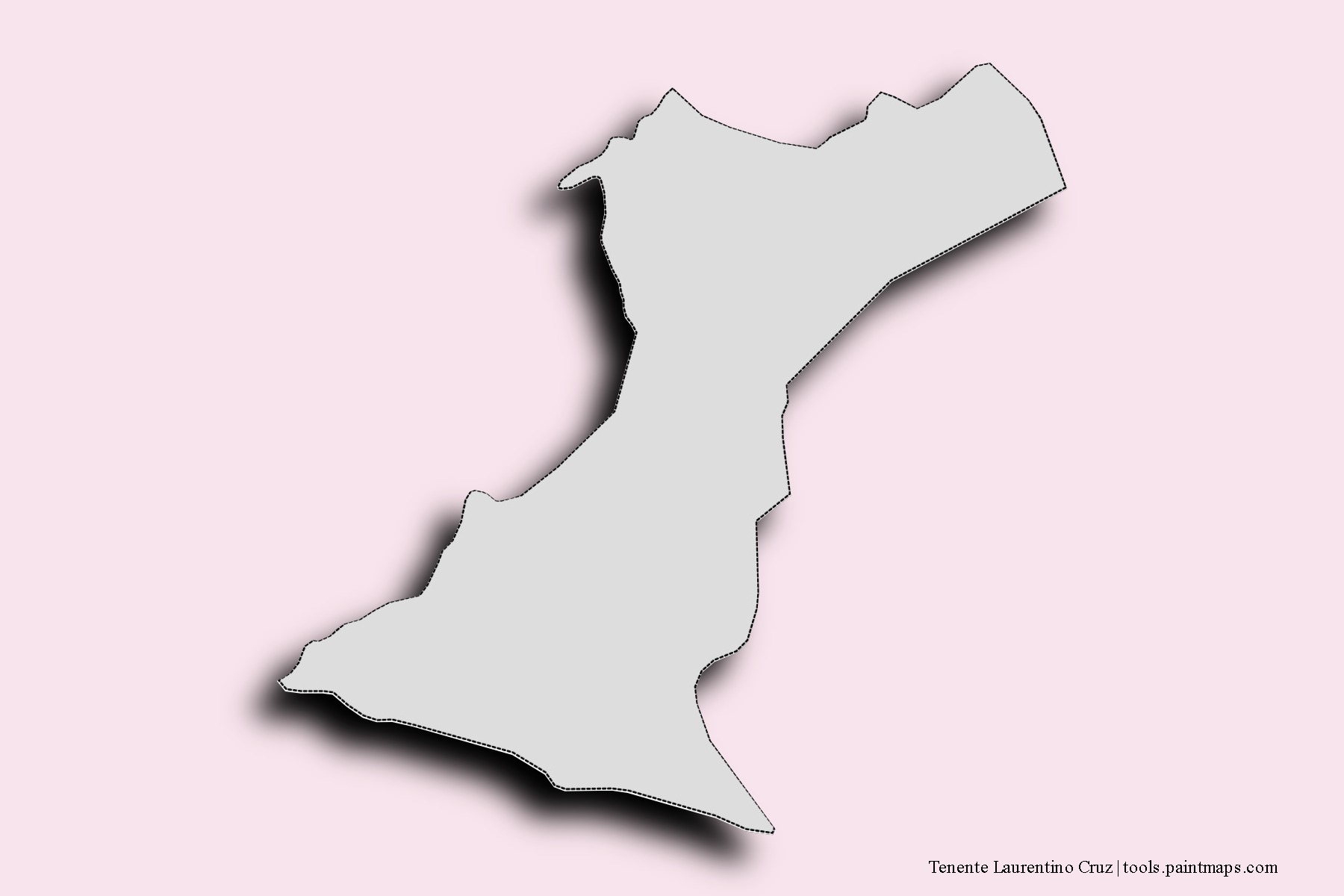 Mapa de barrios y pueblos de Tenente Laurentino Cruz con efecto de sombra 3D