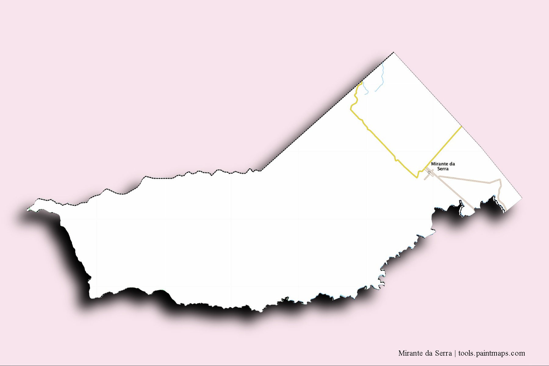 Mapa de barrios y pueblos de Mirante da Serra con efecto de sombra 3D