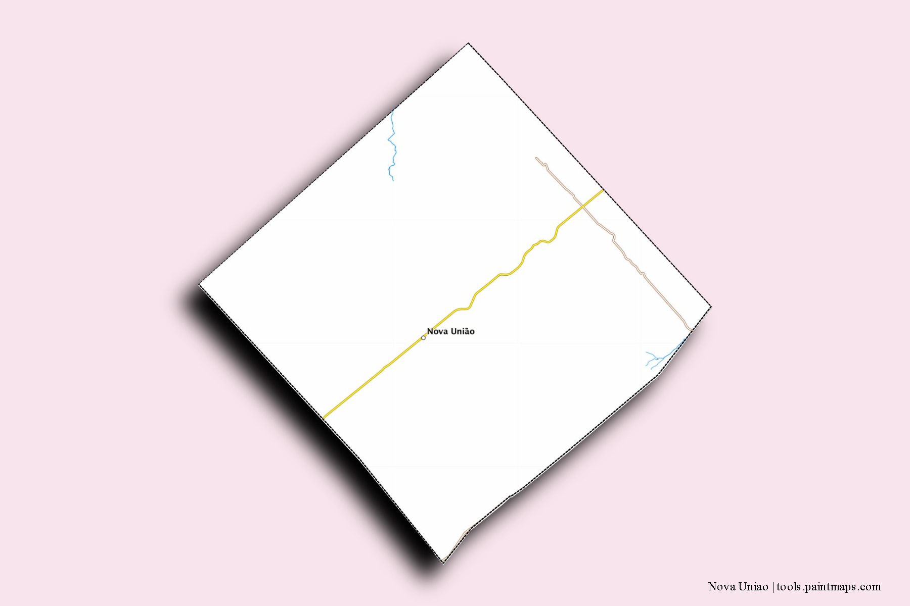 Mapa de barrios y pueblos de Nova Uniao con efecto de sombra 3D