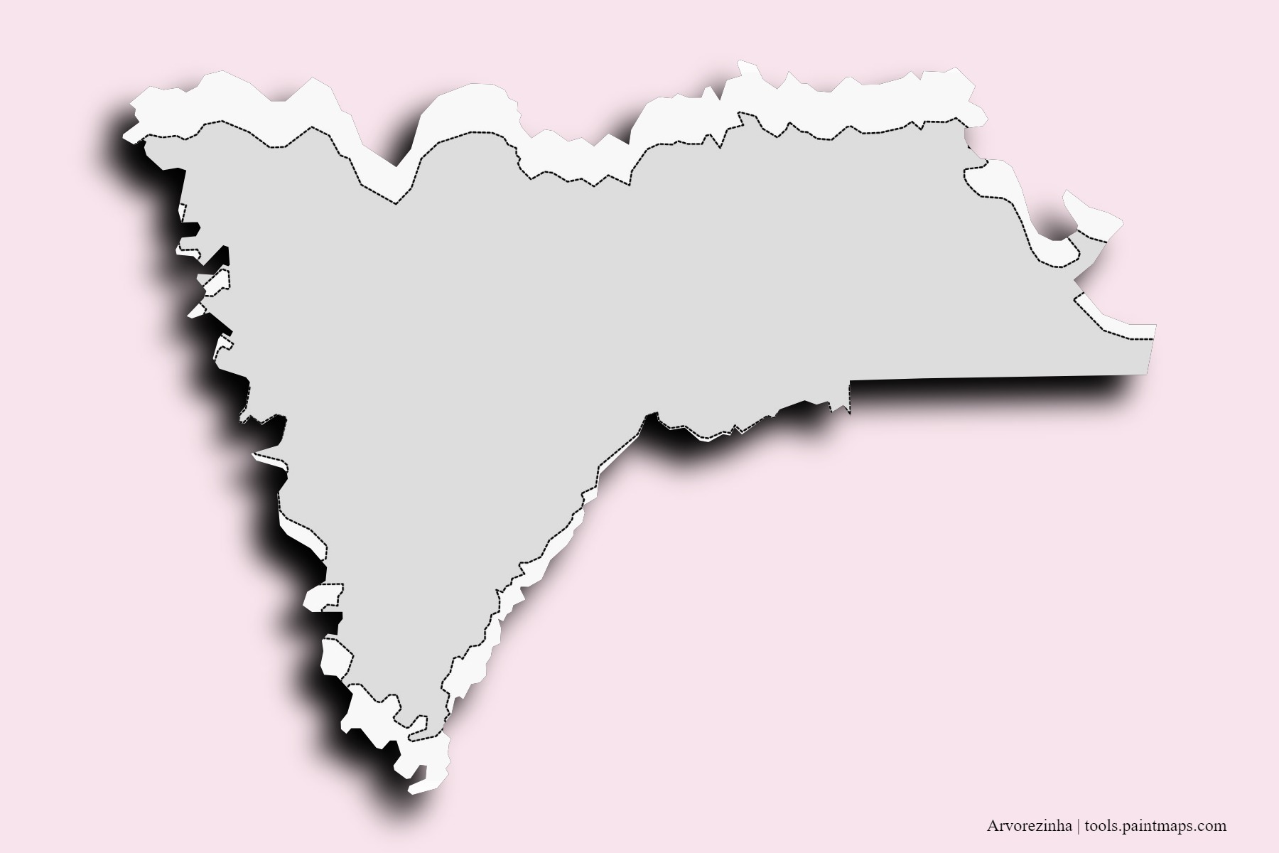 Mapa de barrios y pueblos de Arvorezinha con efecto de sombra 3D