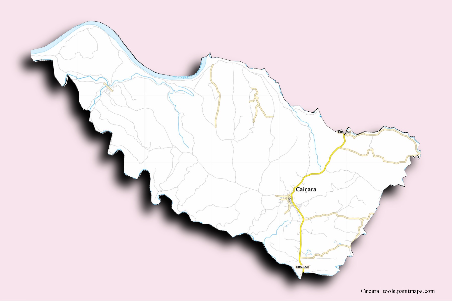 Mapa de barrios y pueblos de Caicara con efecto de sombra 3D