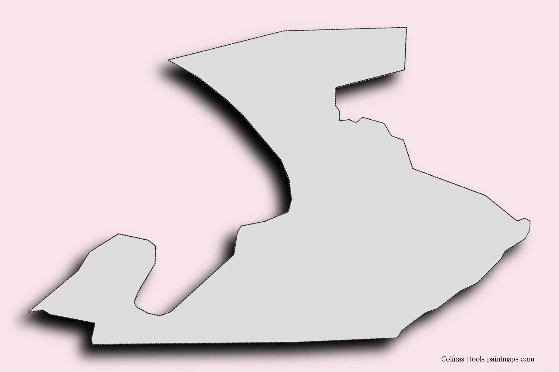 Mapa de barrios y pueblos de Colinas con efecto de sombra 3D