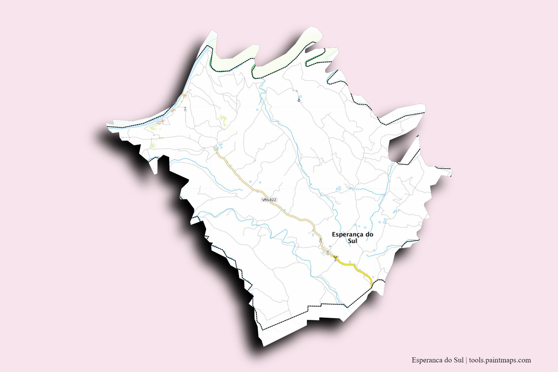 Esperanca do Sul neighborhoods and villages map with 3D shadow effect