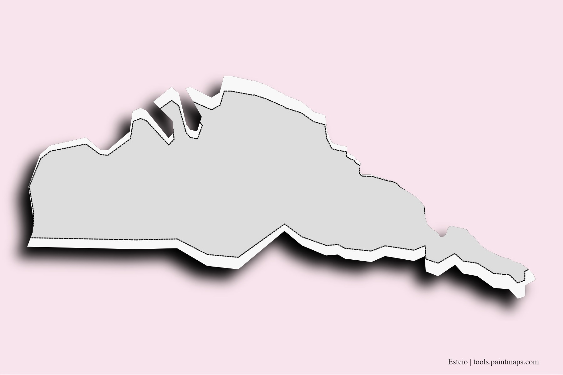 Esteio neighborhoods and villages map with 3D shadow effect