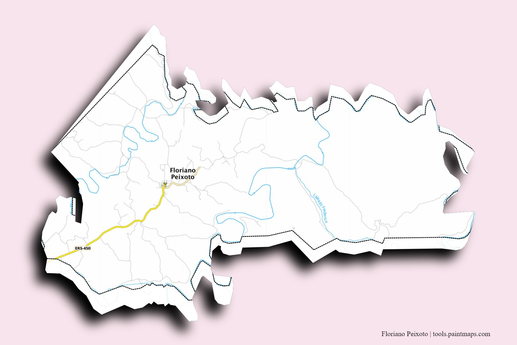 Floriano Peixoto neighborhoods and villages map with 3D shadow effect