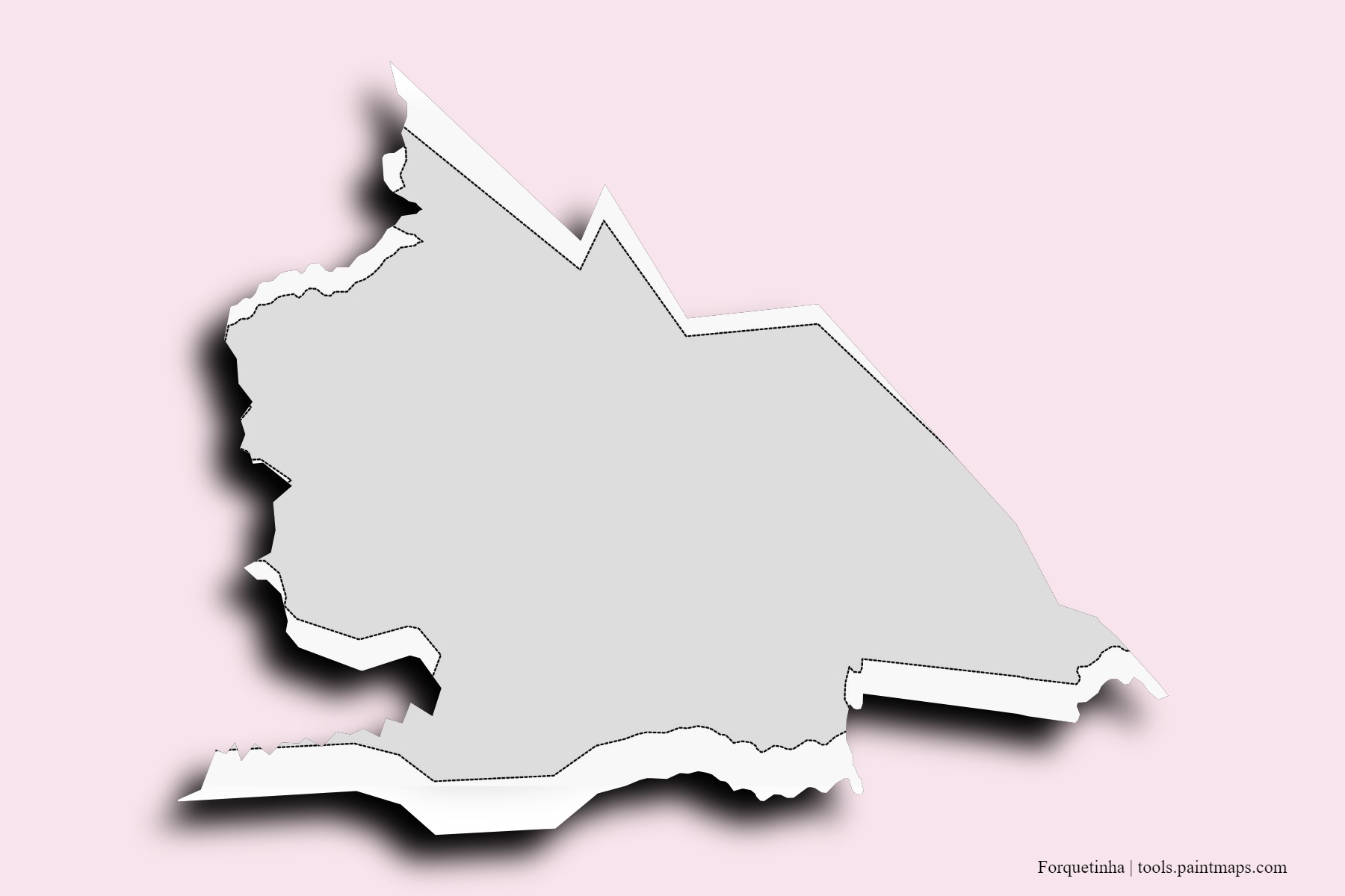 Mapa de barrios y pueblos de Forquetinha con efecto de sombra 3D