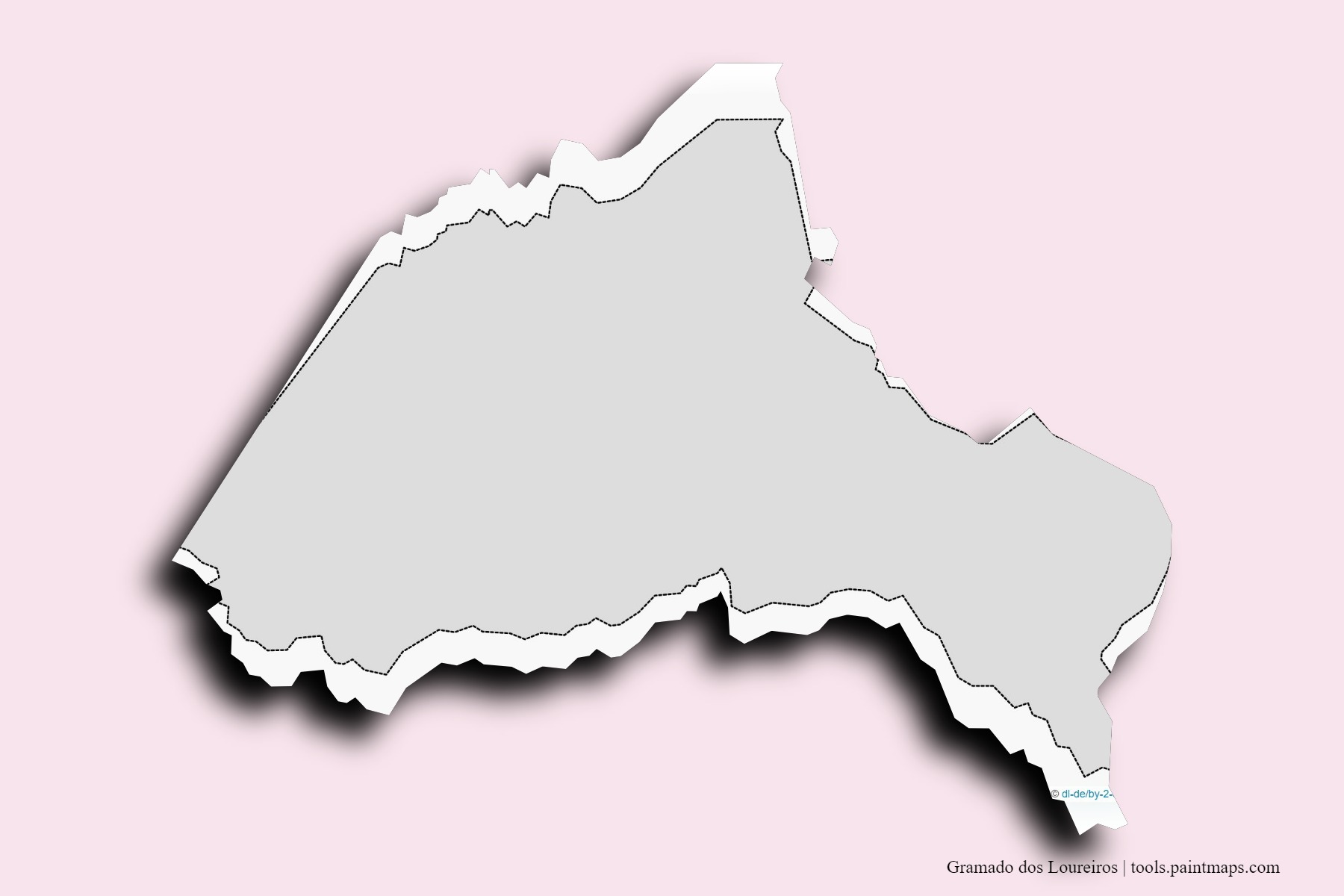 Mapa de barrios y pueblos de Gramado dos Loureiros con efecto de sombra 3D