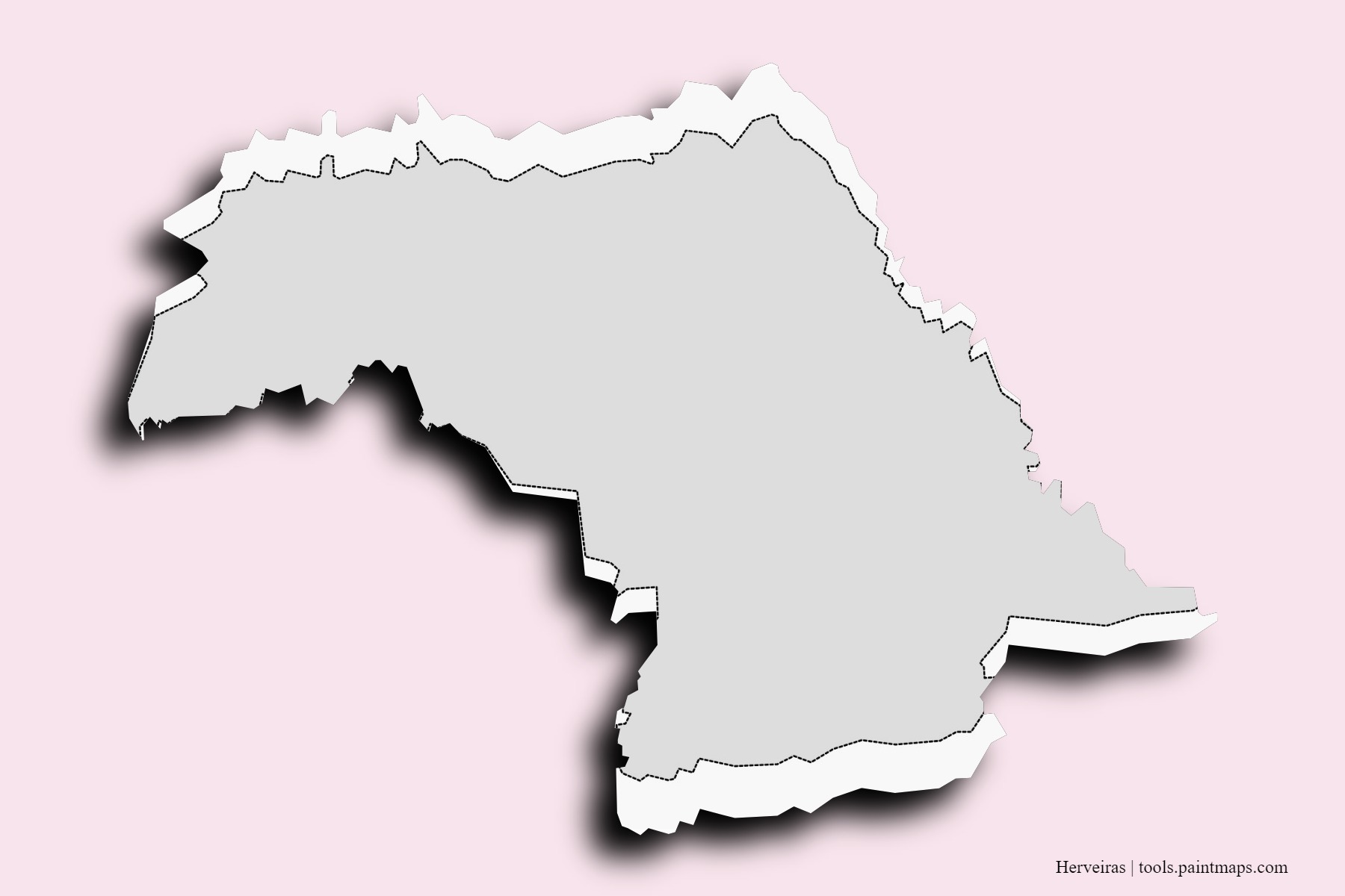 Mapa de barrios y pueblos de Herveiras con efecto de sombra 3D