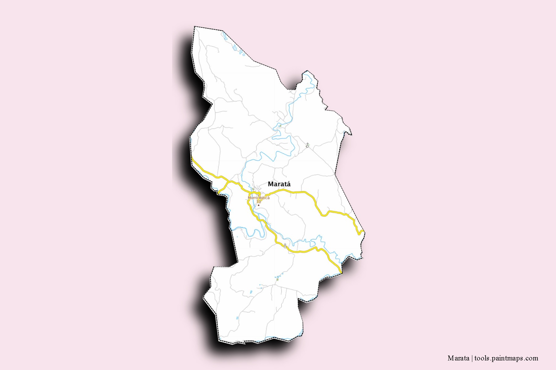 Mapa de barrios y pueblos de Marata con efecto de sombra 3D