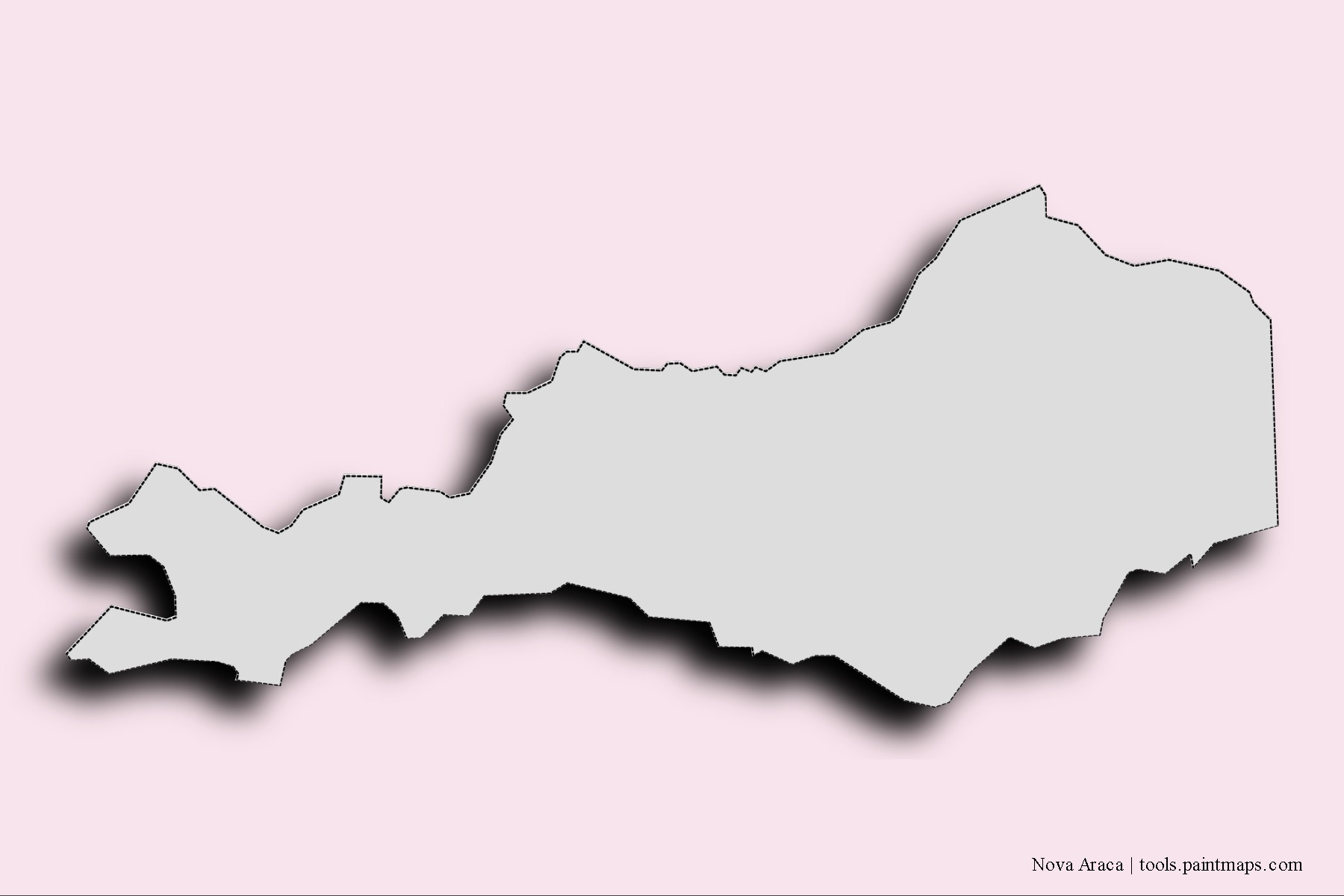 Mapa de barrios y pueblos de Nova Araca con efecto de sombra 3D