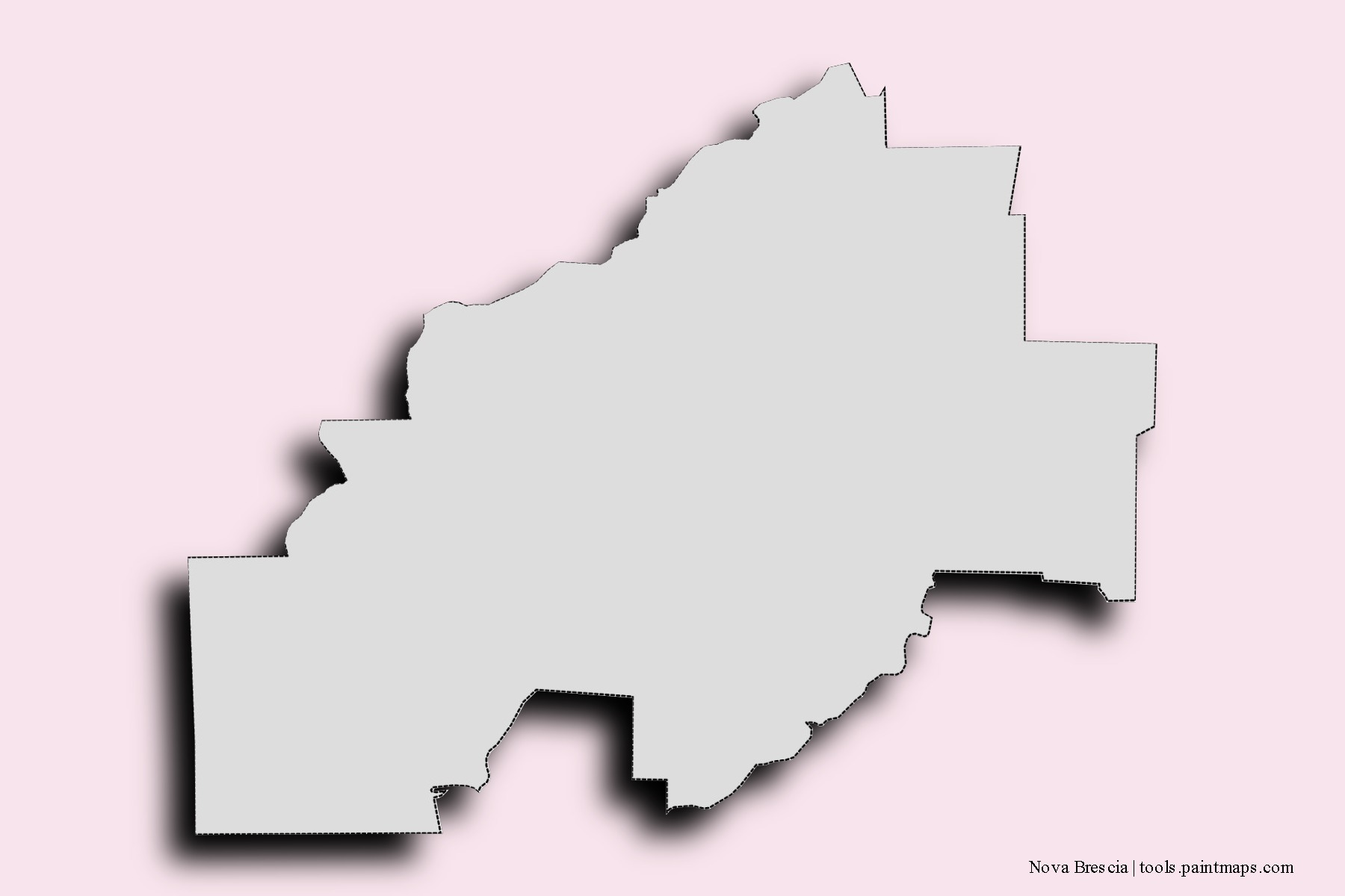 Mapa de barrios y pueblos de Nova Brescia con efecto de sombra 3D