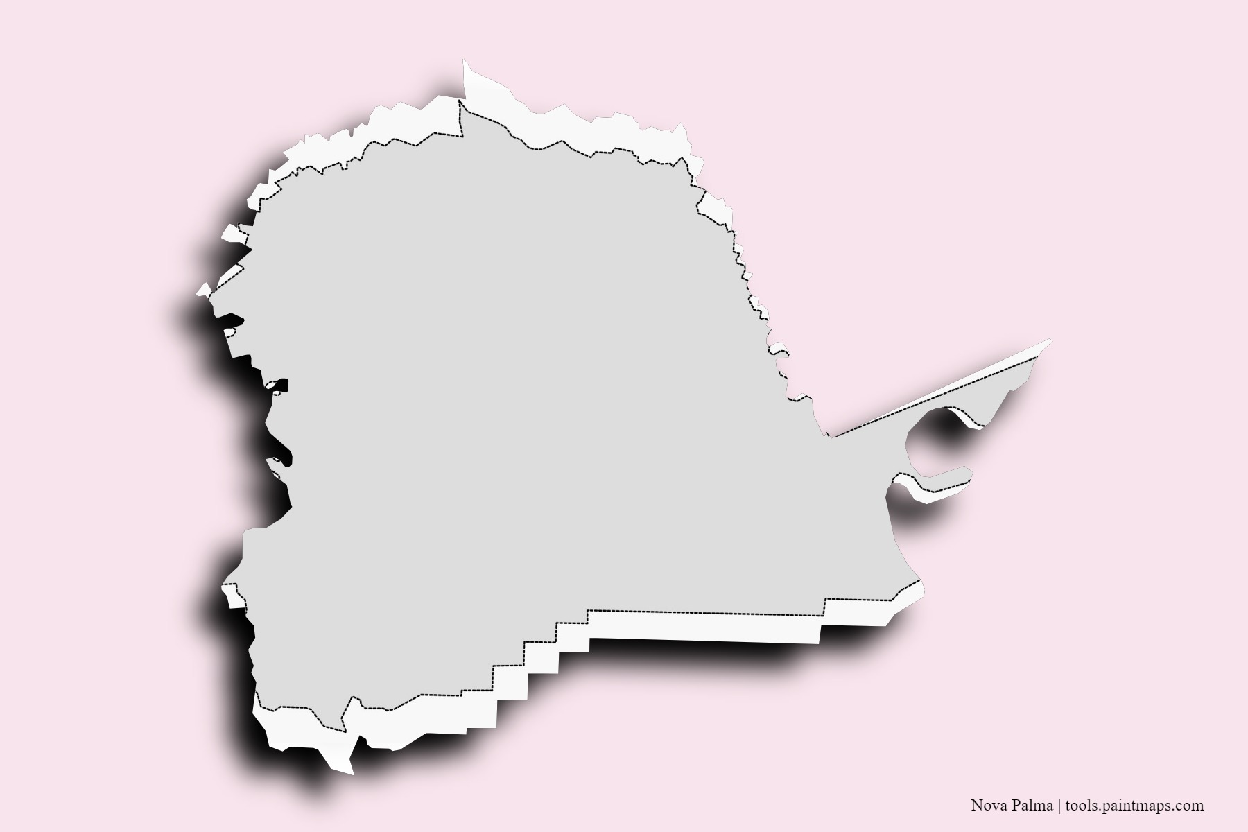 Mapa de barrios y pueblos de Nova Palma con efecto de sombra 3D