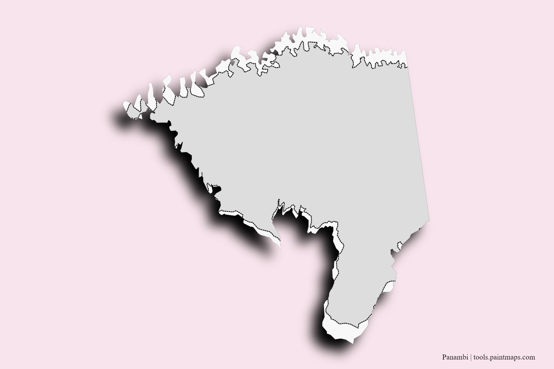 Mapa de barrios y pueblos de Panambi con efecto de sombra 3D