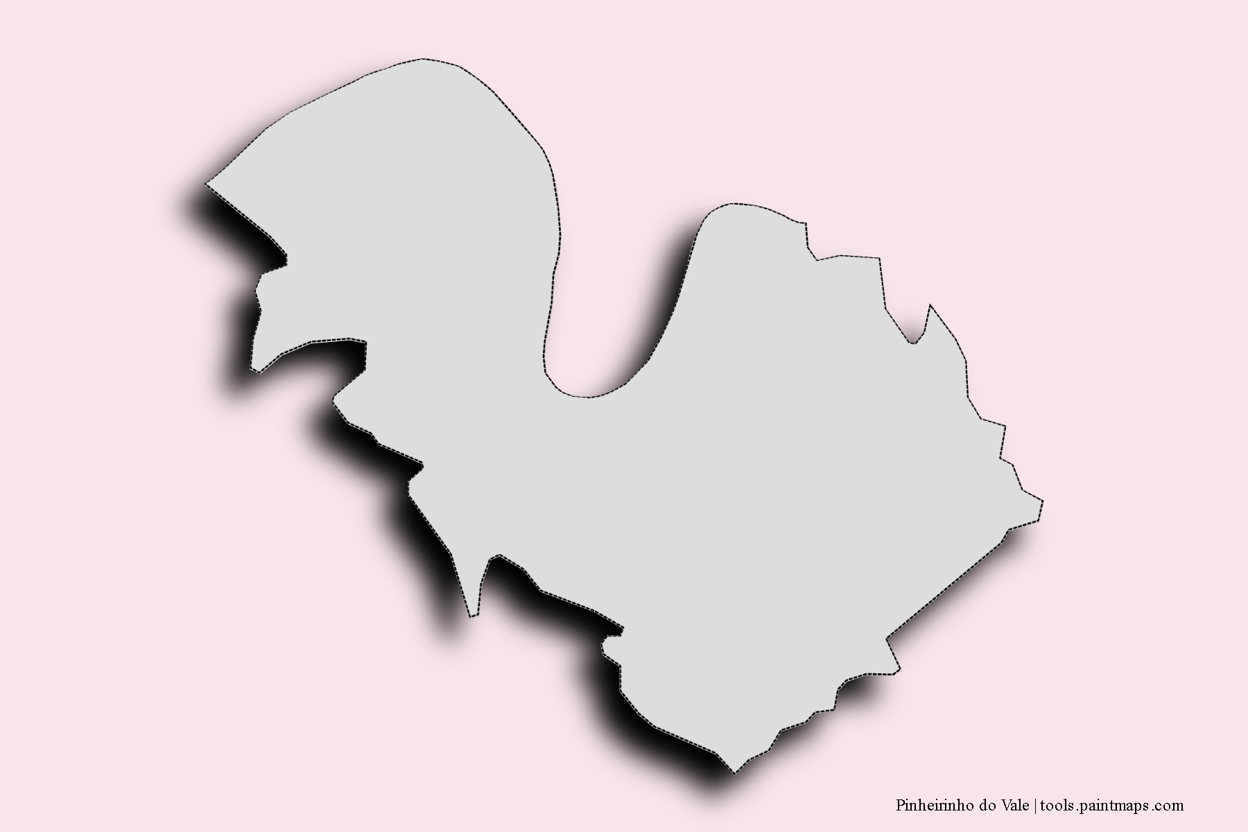 Mapa de barrios y pueblos de Pinheirinho do Vale con efecto de sombra 3D