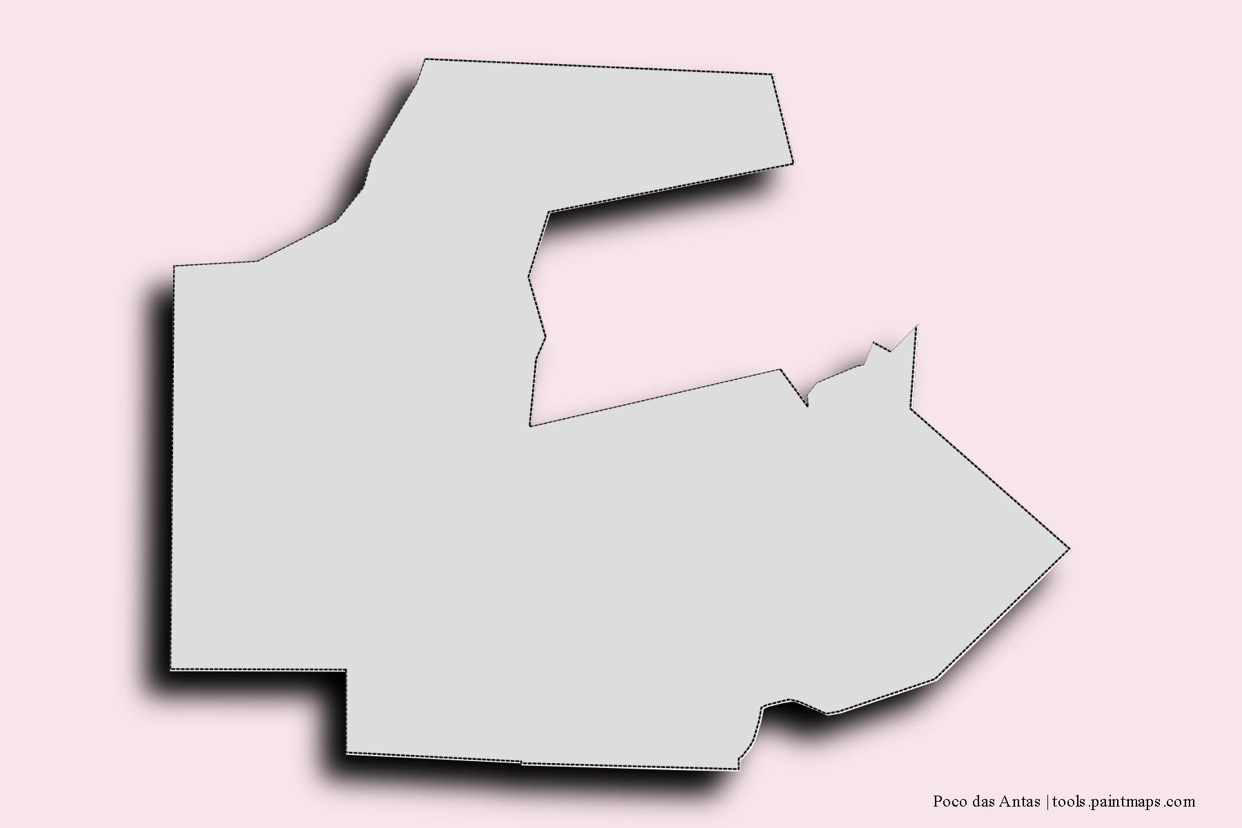 Mapa de barrios y pueblos de Poco das Antas con efecto de sombra 3D