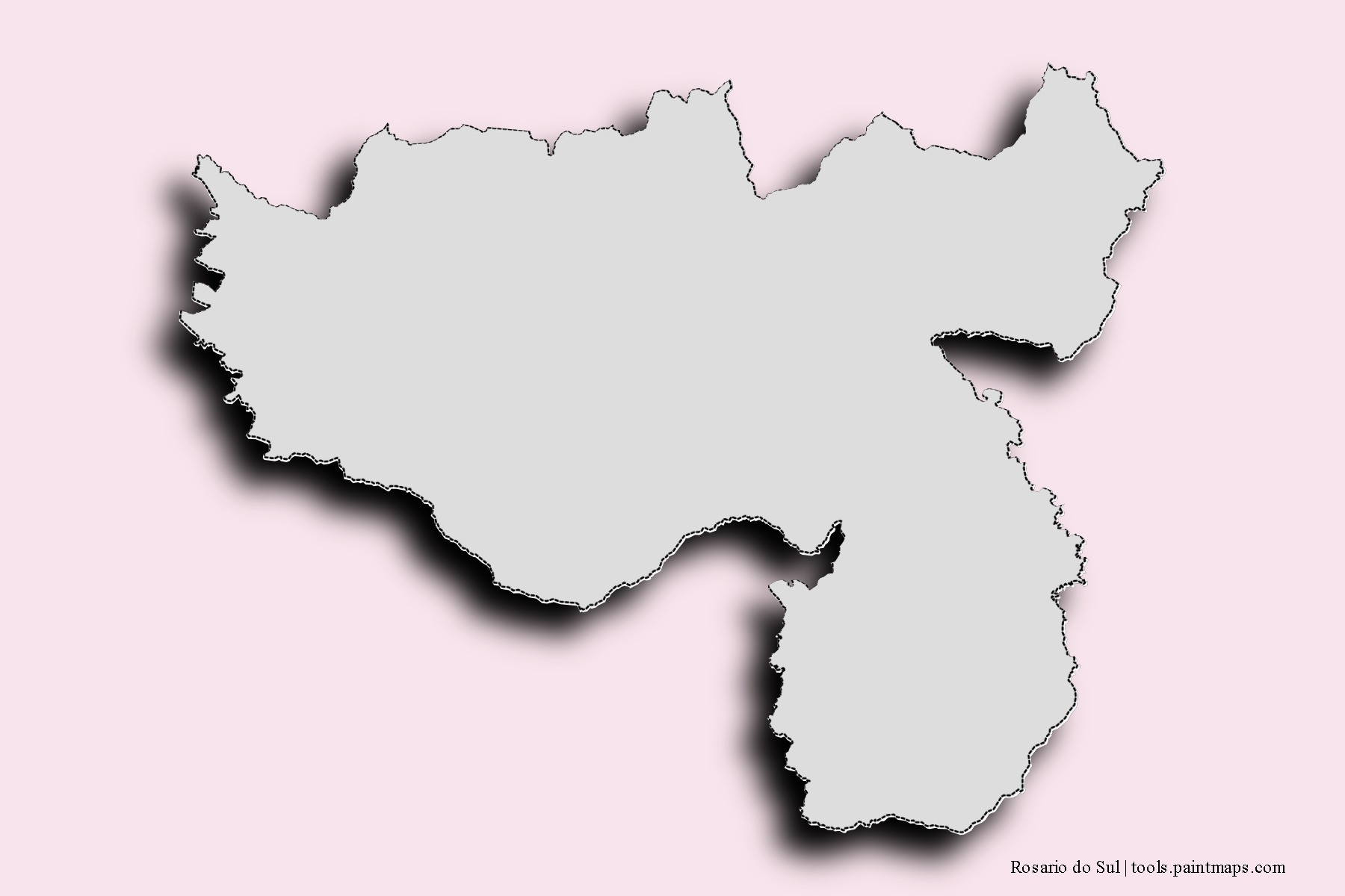 Mapa de barrios y pueblos de Rosario do Sul con efecto de sombra 3D