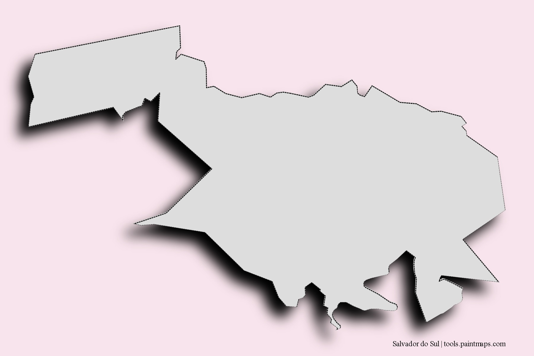 Mapa de barrios y pueblos de Salvador do Sul con efecto de sombra 3D