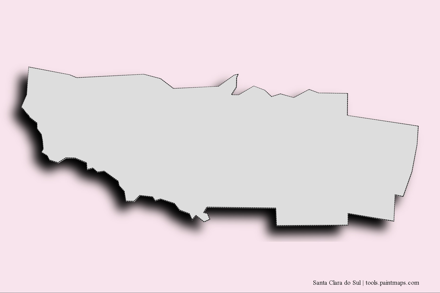 Santa Clara do Sul neighborhoods and villages map with 3D shadow effect