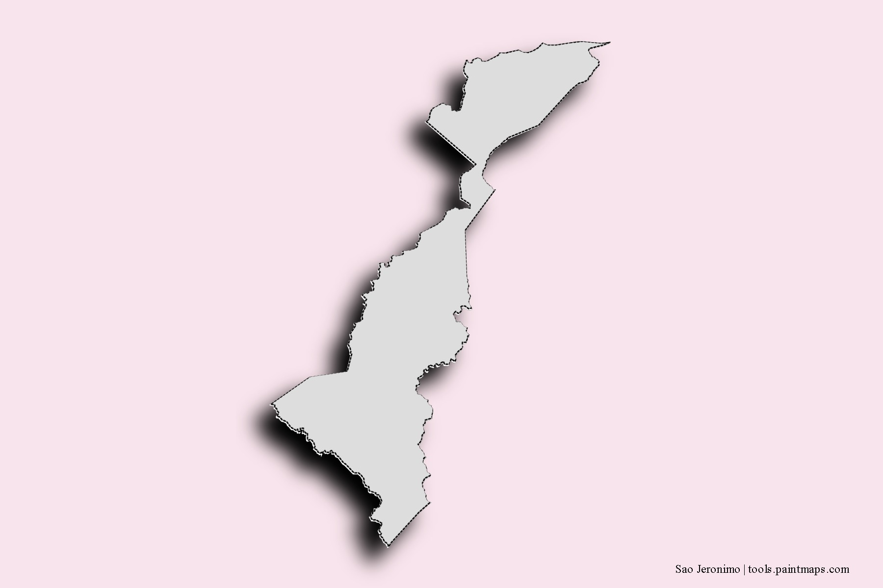 Mapa de barrios y pueblos de Sao Jeronimo con efecto de sombra 3D