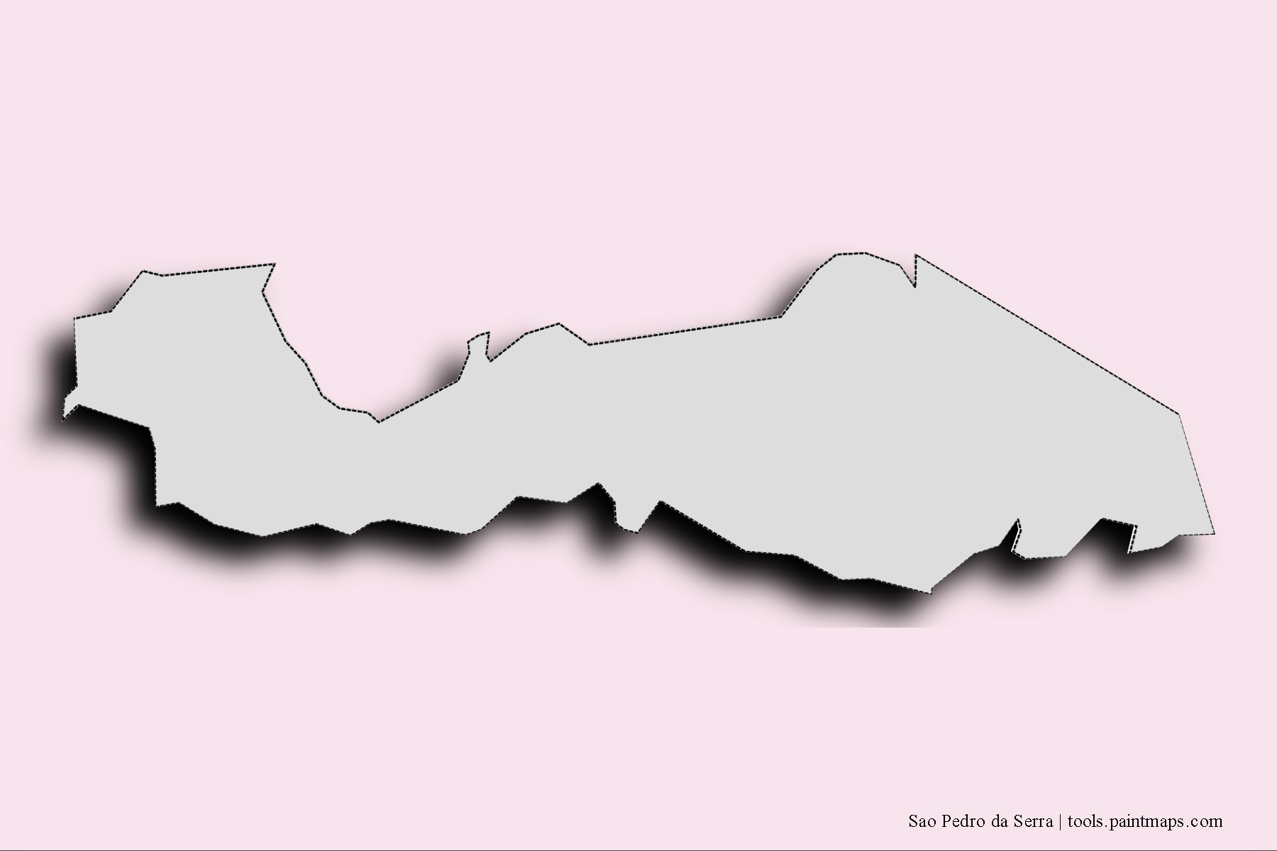 Mapa de barrios y pueblos de Sao Pedro da Serra con efecto de sombra 3D