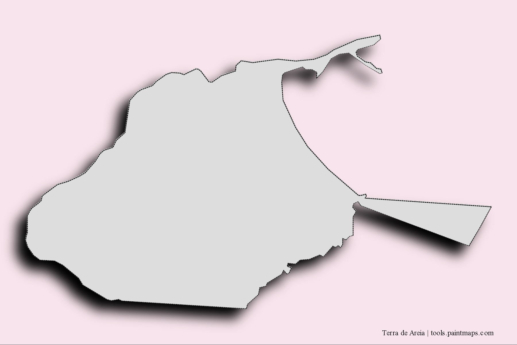 Mapa de barrios y pueblos de Terra de Areia con efecto de sombra 3D