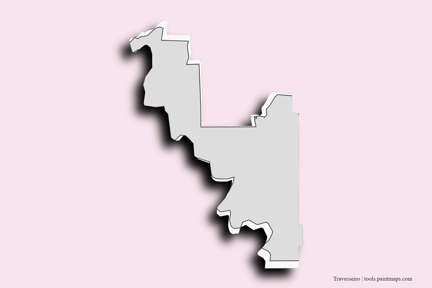 Mapa de barrios y pueblos de Travesseiro con efecto de sombra 3D