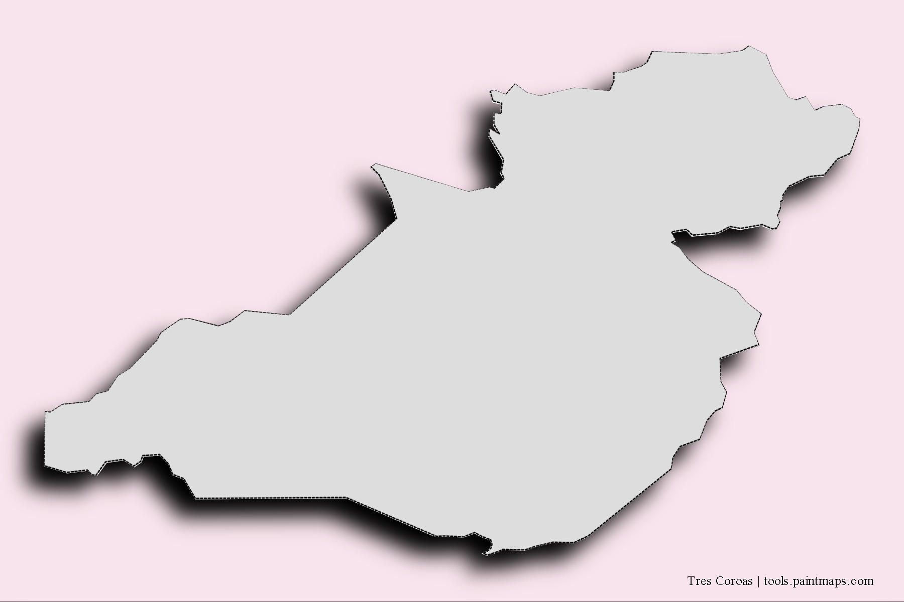 Mapa de barrios y pueblos de Tres Coroas con efecto de sombra 3D