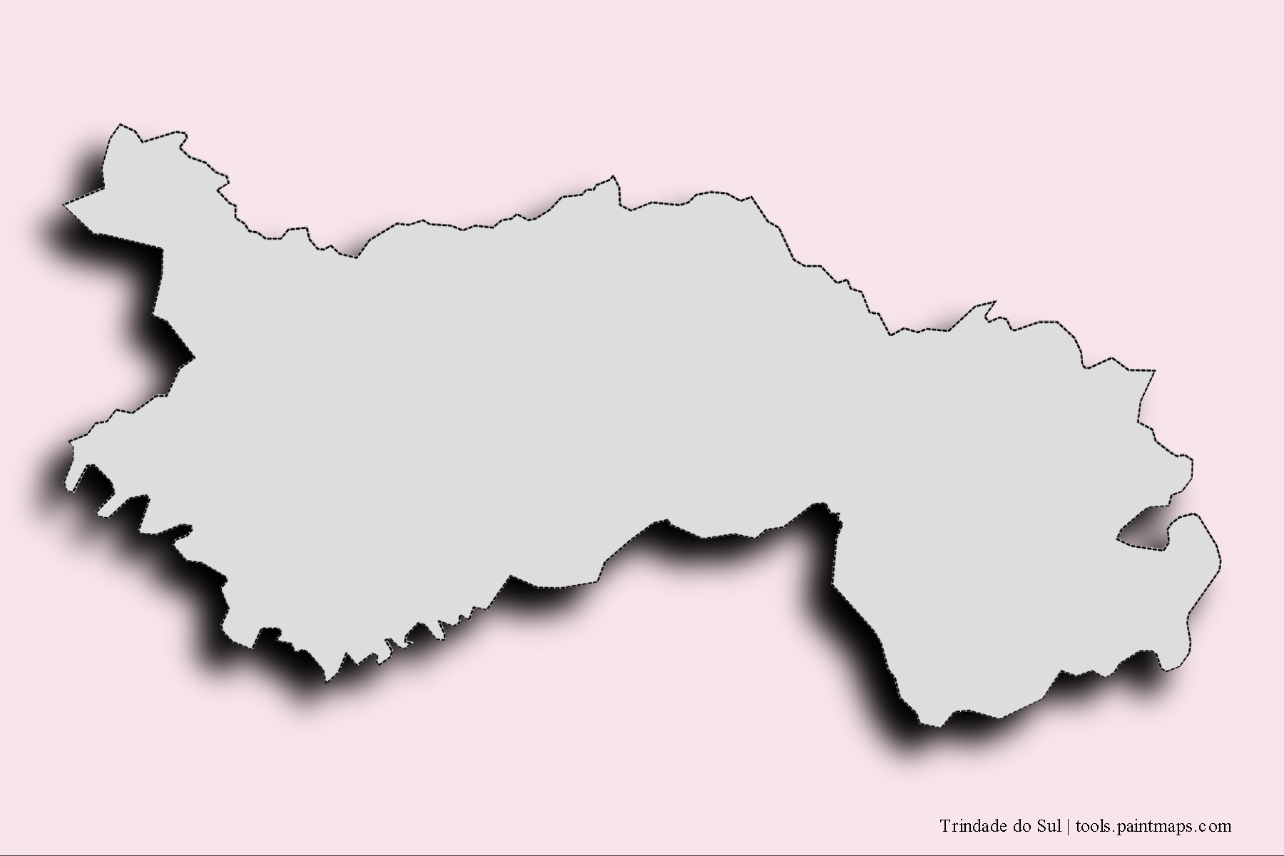 Trindade do Sul neighborhoods and villages map with 3D shadow effect