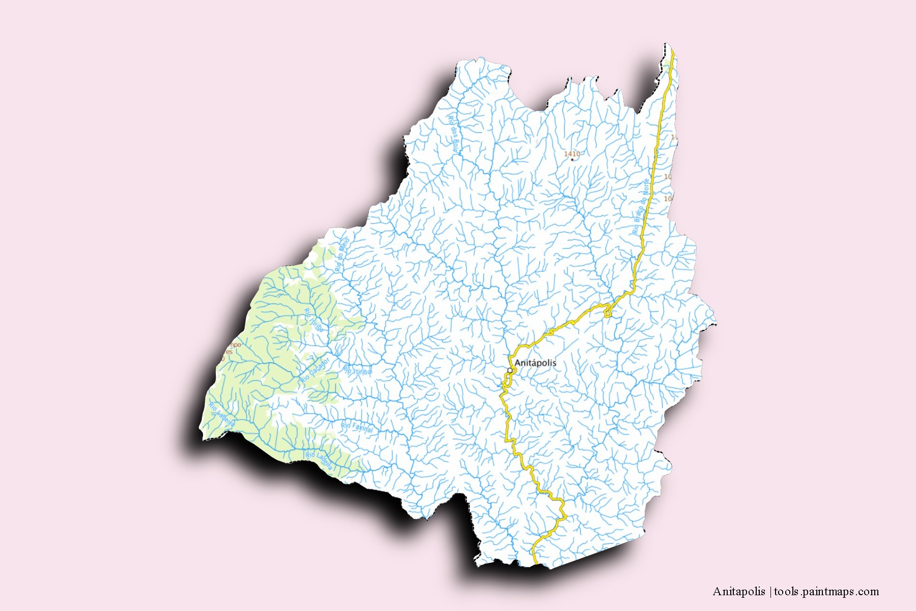 Anitapolis neighborhoods and villages map with 3D shadow effect