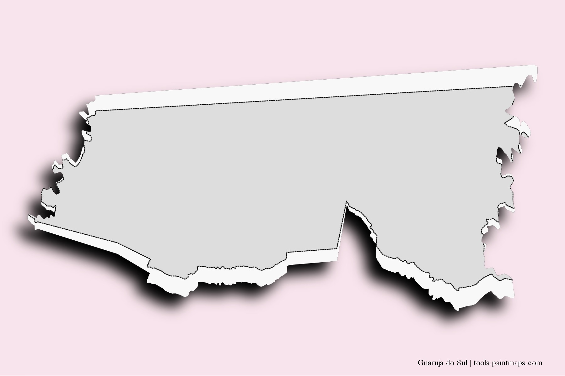 Mapa de barrios y pueblos de Guaruja do Sul con efecto de sombra 3D