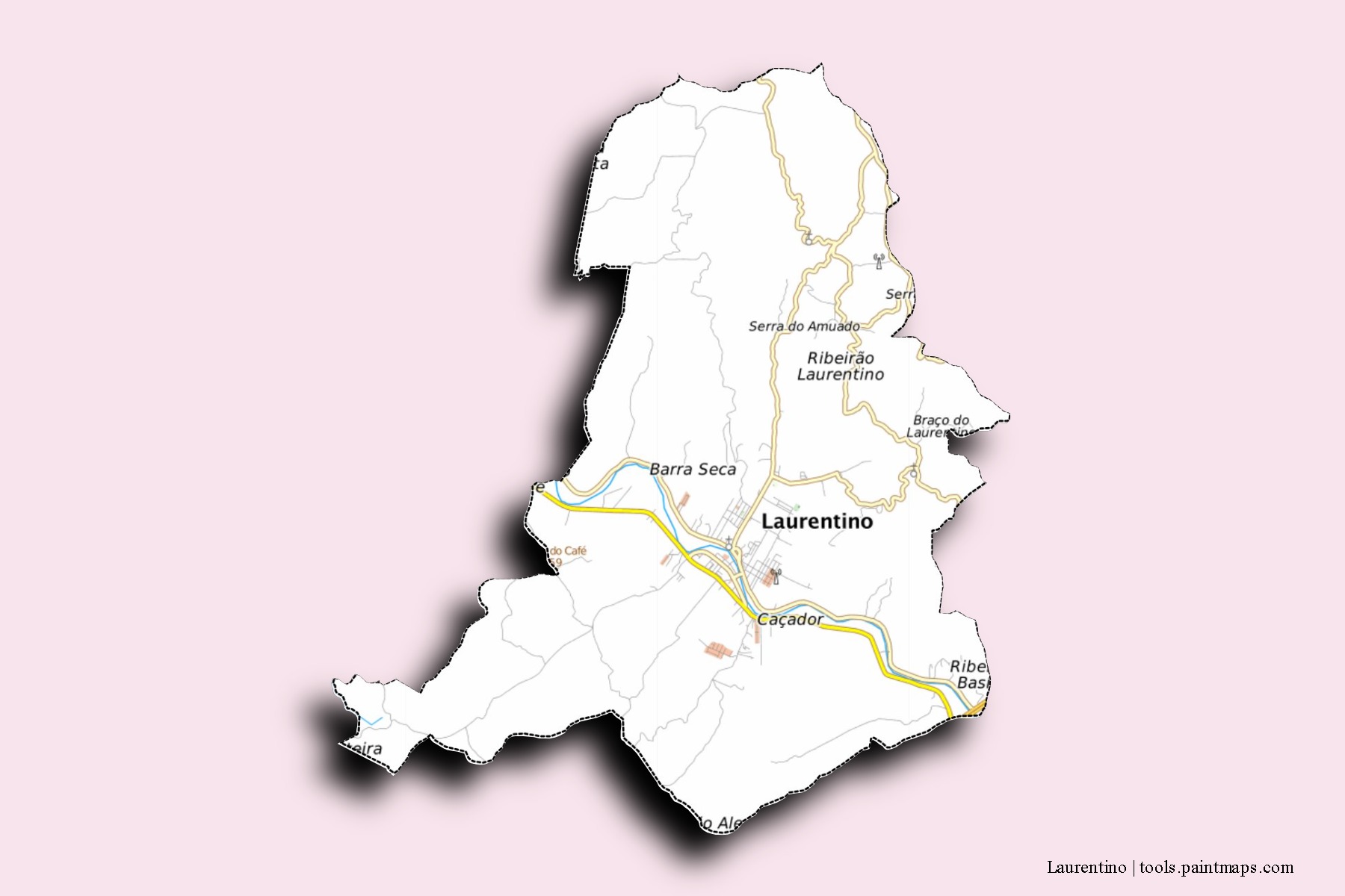 Mapa de barrios y pueblos de Laurentino con efecto de sombra 3D