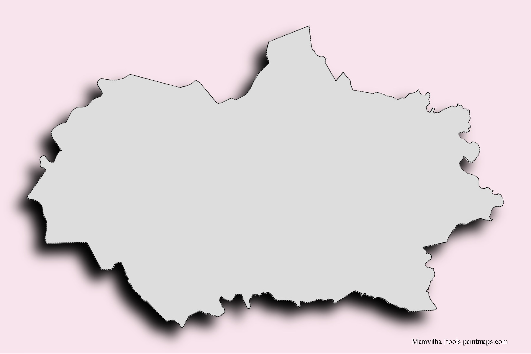 Mapa de barrios y pueblos de Maravilha con efecto de sombra 3D
