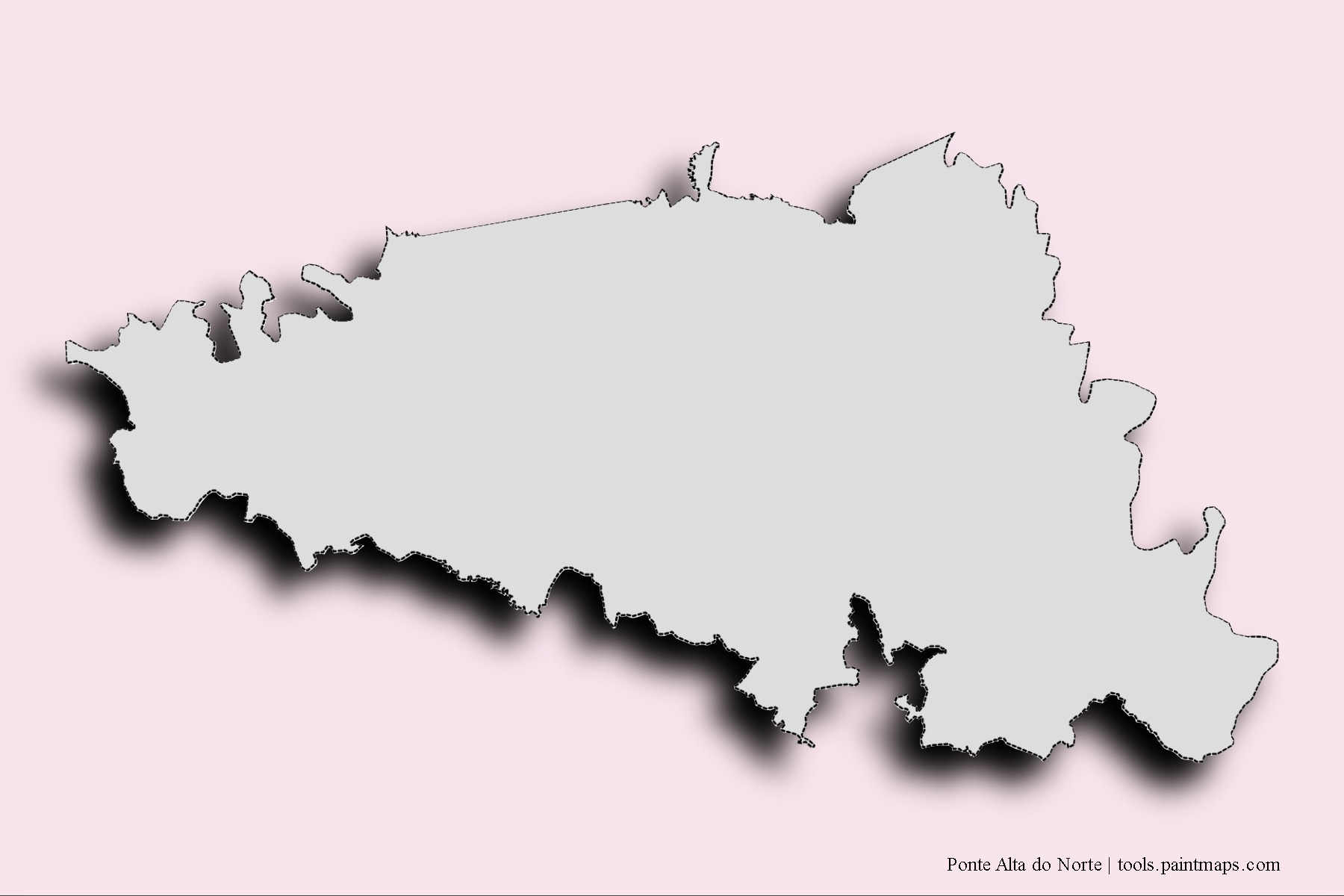 Ponte Alta do Norte neighborhoods and villages map with 3D shadow effect